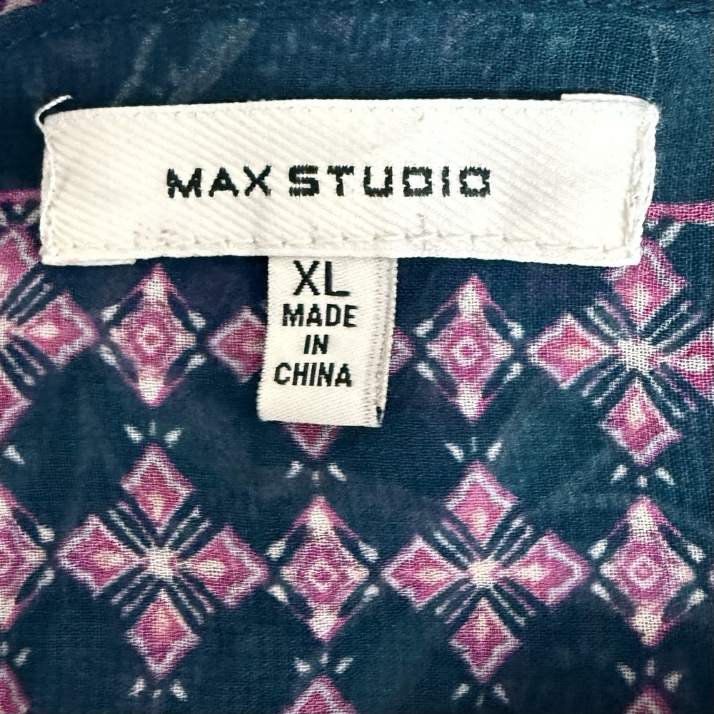 Max Studio Kimono Top Womens XL Blue Multicolor Boho Floral Casual Shirt - Picture 6 of 9